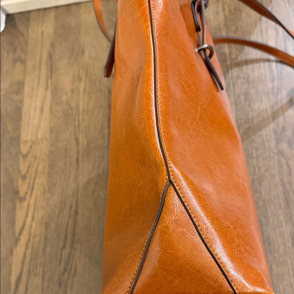 Kattee Cognac Brown Leather Tote Bag - Picture 5 of 14